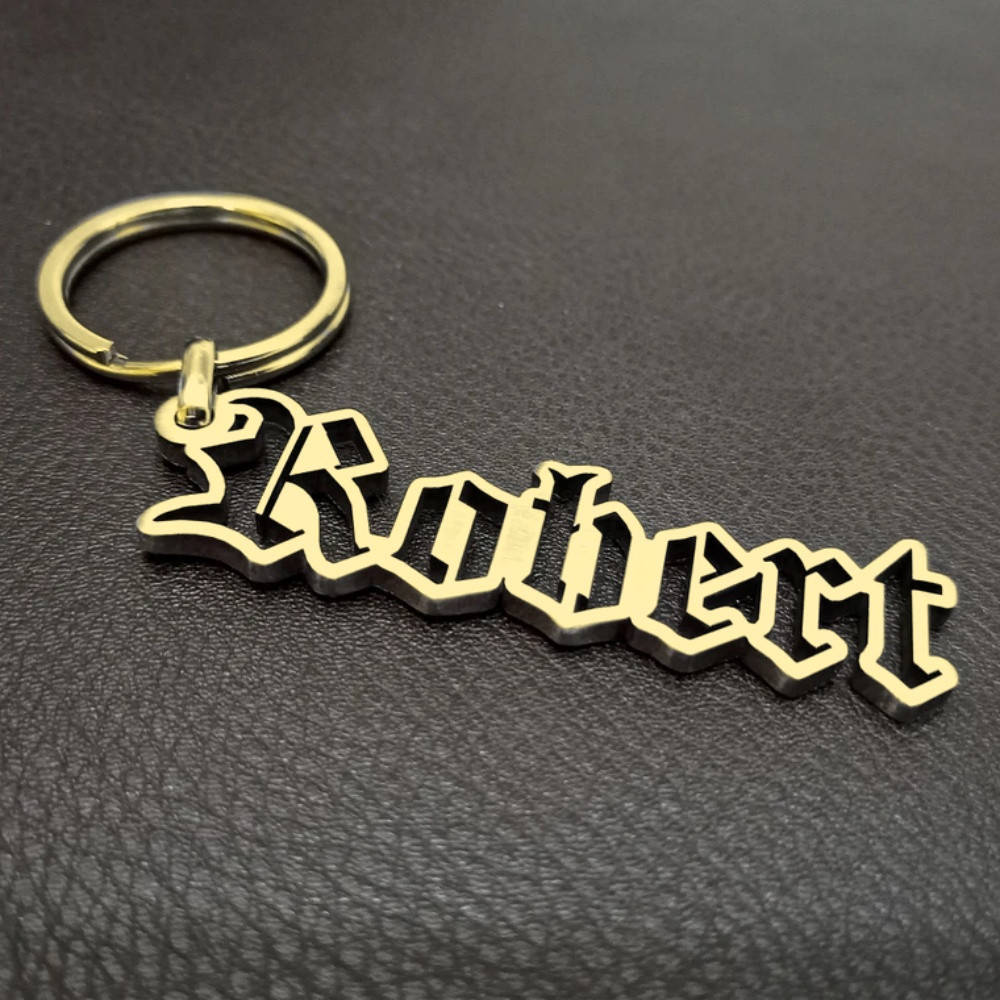 Vintage Fashion Names - Porte-clés personnalisé en acier inoxydable style