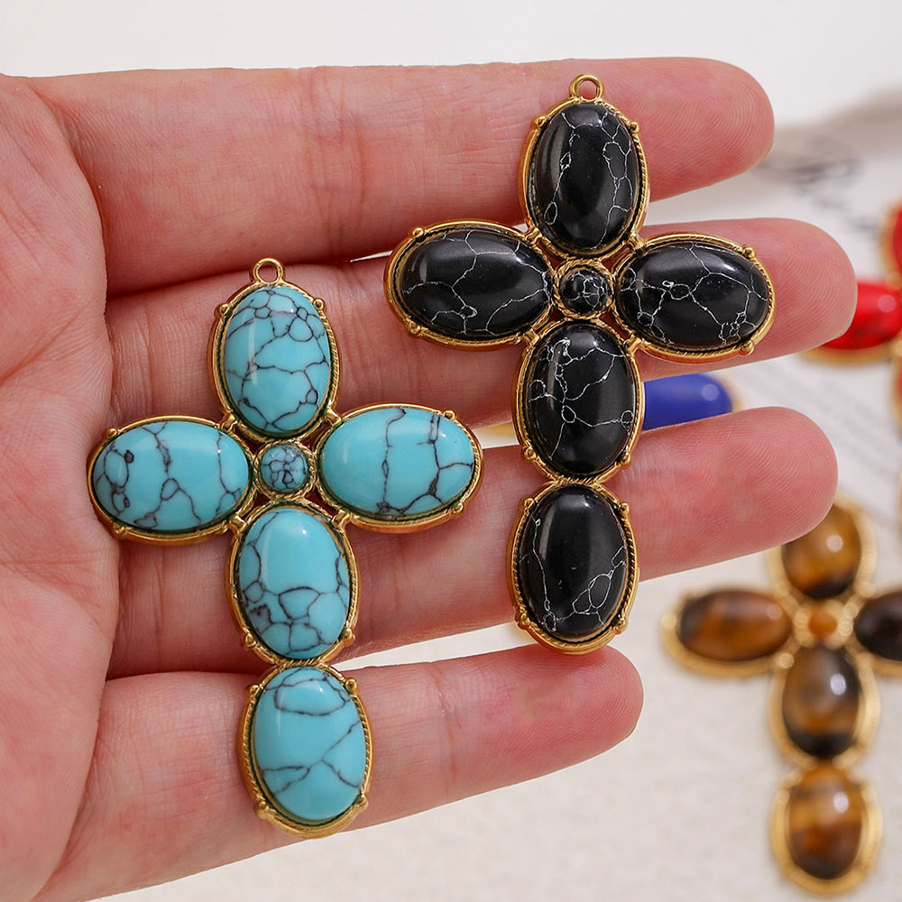 Vintage Fashion Nova - Breloques en acier inoxydable, grand pendentif