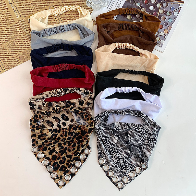 Vintage Fashion Rings - Foulard triangulaire vintage Y2K imprimé léopard,