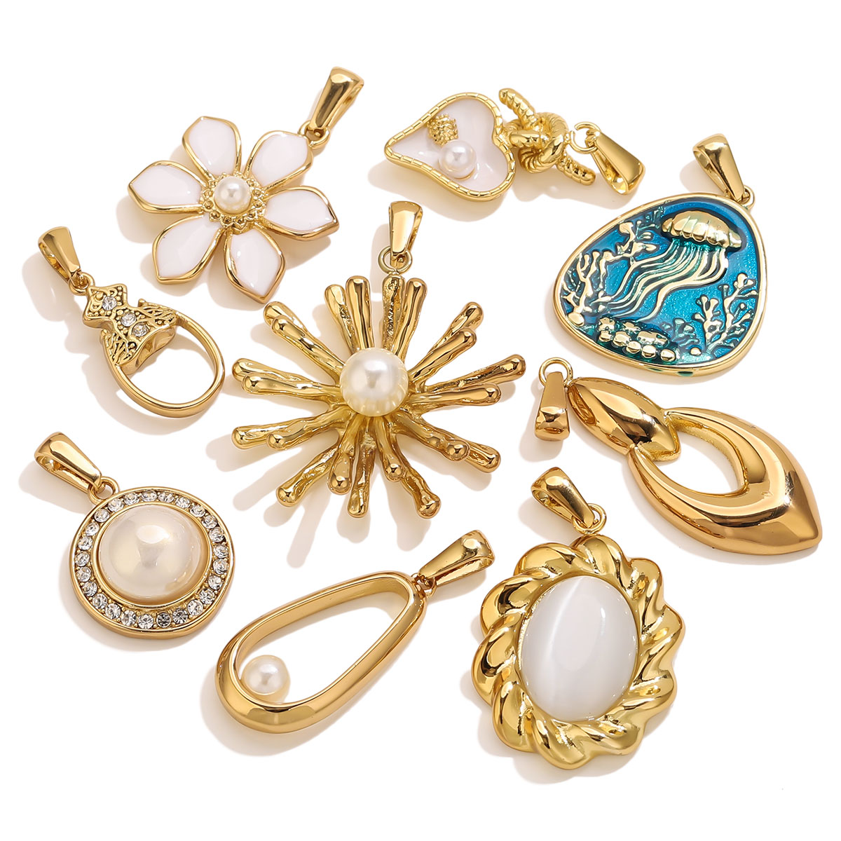 Vintage Fashion Nova - 1 pièce, breloques fleurs en acier