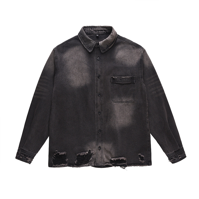 Vintage Fashion Jeans - Veste en jean déchirée pour homme,