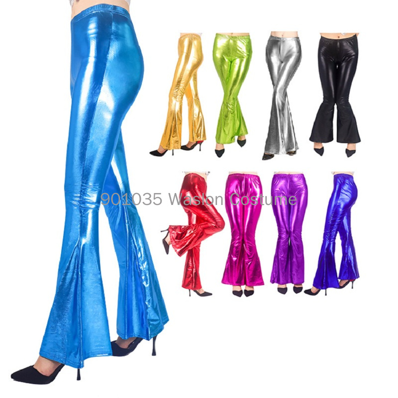 Wide Leg Trouser 70S - Pantalon évasé brillant pour femmes, vêtement