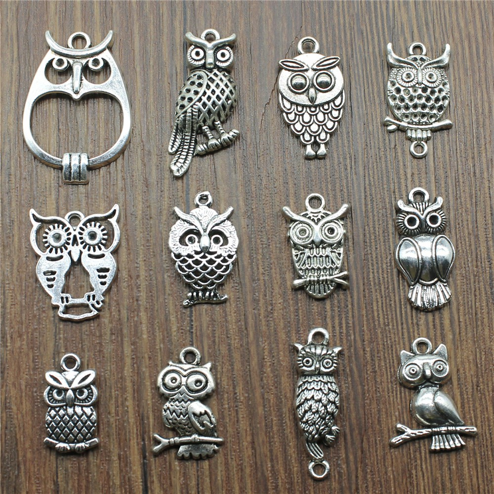 Vintage Fashion Nova - 10 pièces breloques hibou Antique couleur