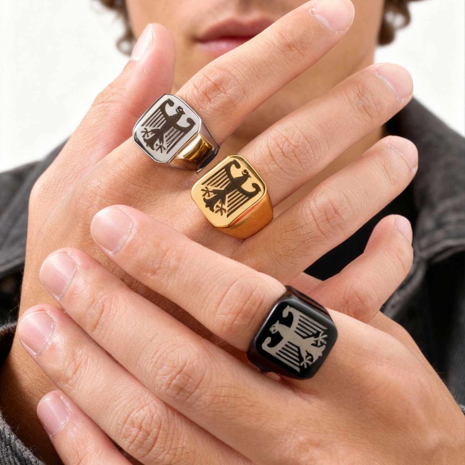 Vintage Fashion Names - Bague personnalisée Aigle Volant, style punk
