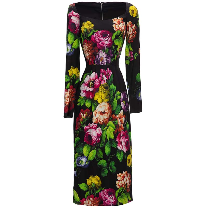 Vintage Fashion Runway - Robe crayon à imprimé floral haut