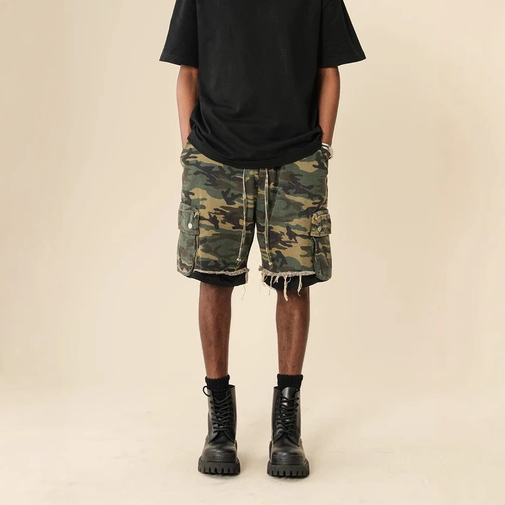 Vintage Fashion Jeans - Shorts en jean camouflage vintage délavé