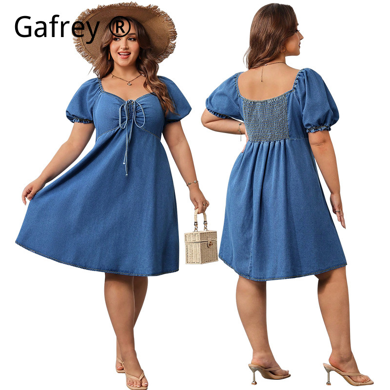 Vintage Fashion Jeans - Robe midi en jean pour femme,