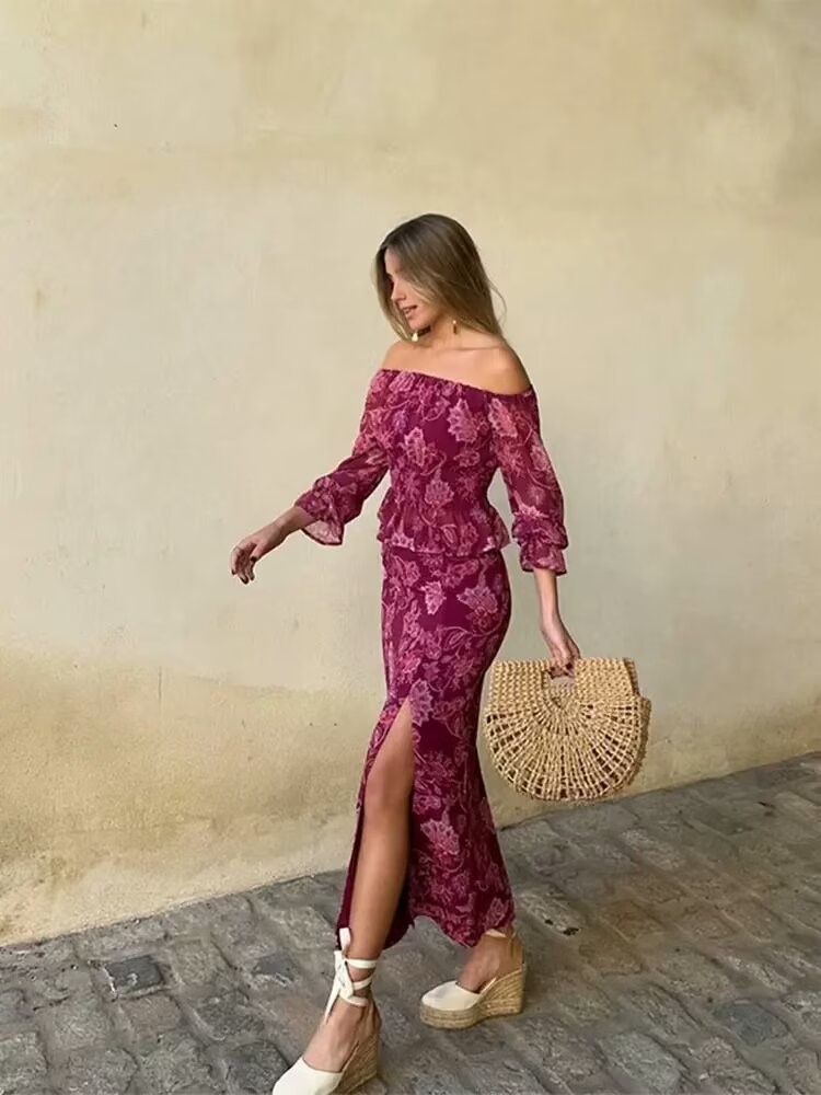 Ensemble deux pièces imprimé V - Vintage Fashion Club avis et prix