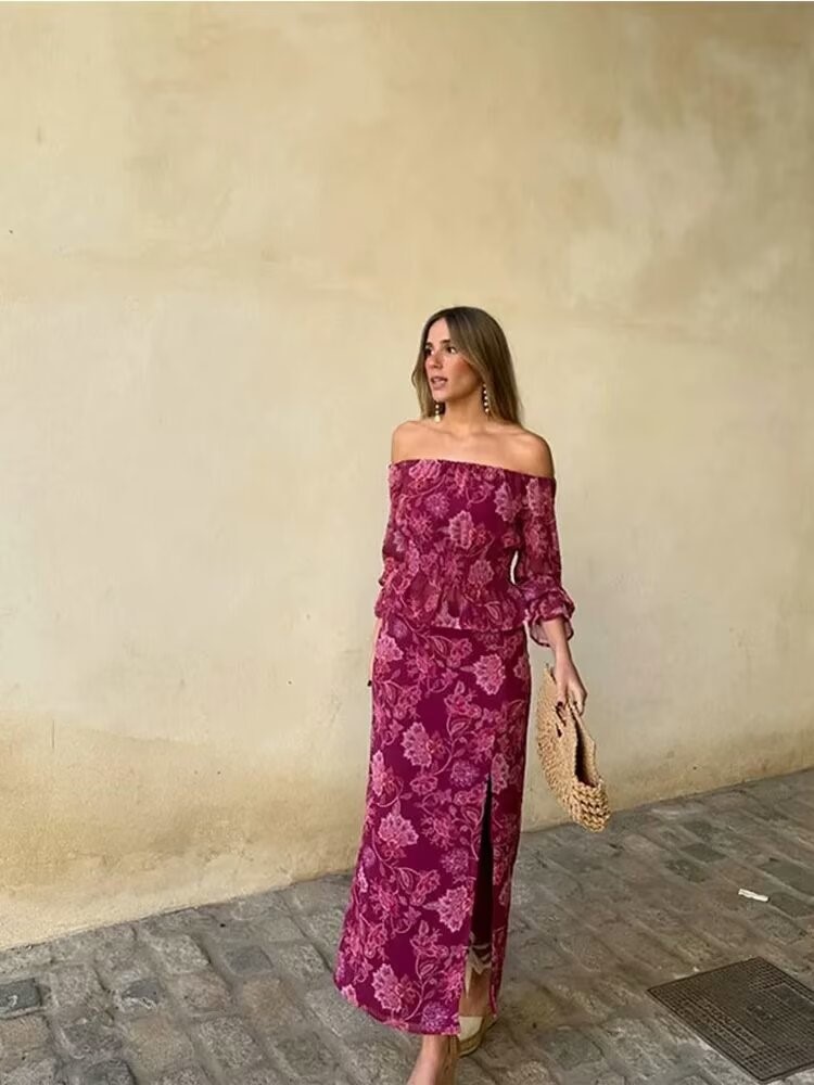 Ensemble deux pièces imprimé V - Vintage Fashion Club avis et prix