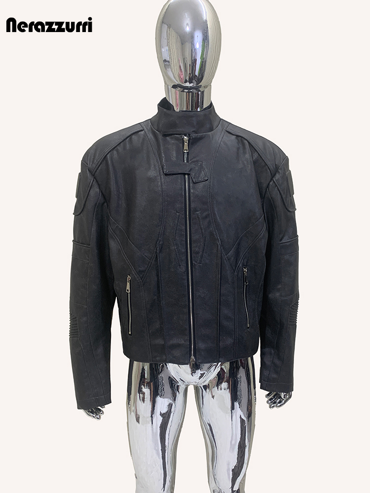 Blouson court en cuir PU noir  - Vintage Fashion Runway avis et prix