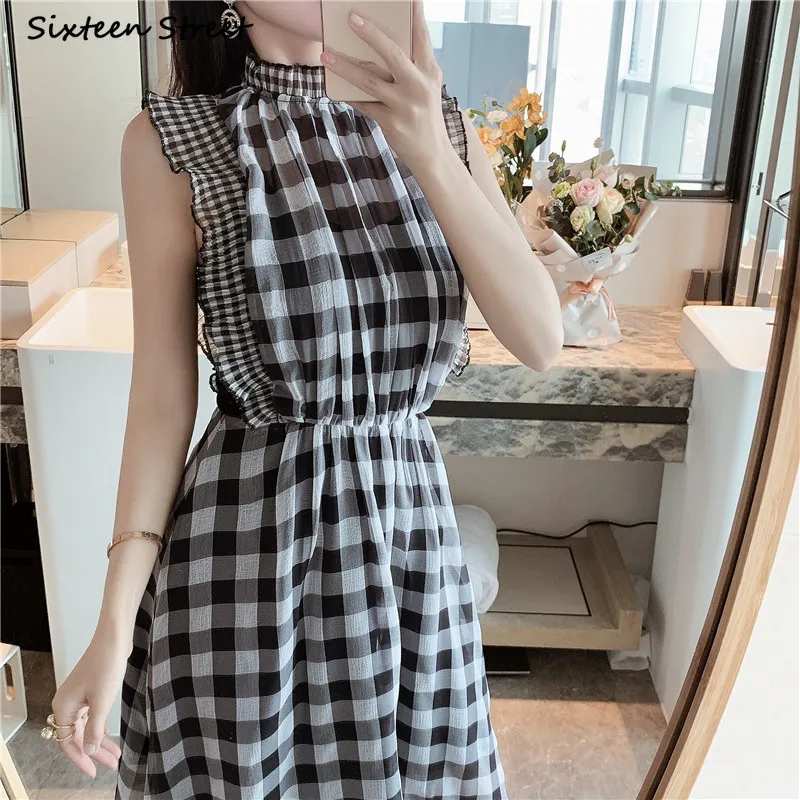 Robe longue à carreaux sans ma - Vintage Fashion Runway avis et prix