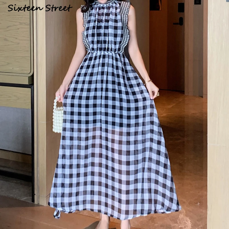 Robe longue à carreaux sans ma - Vintage Fashion Runway avis et prix