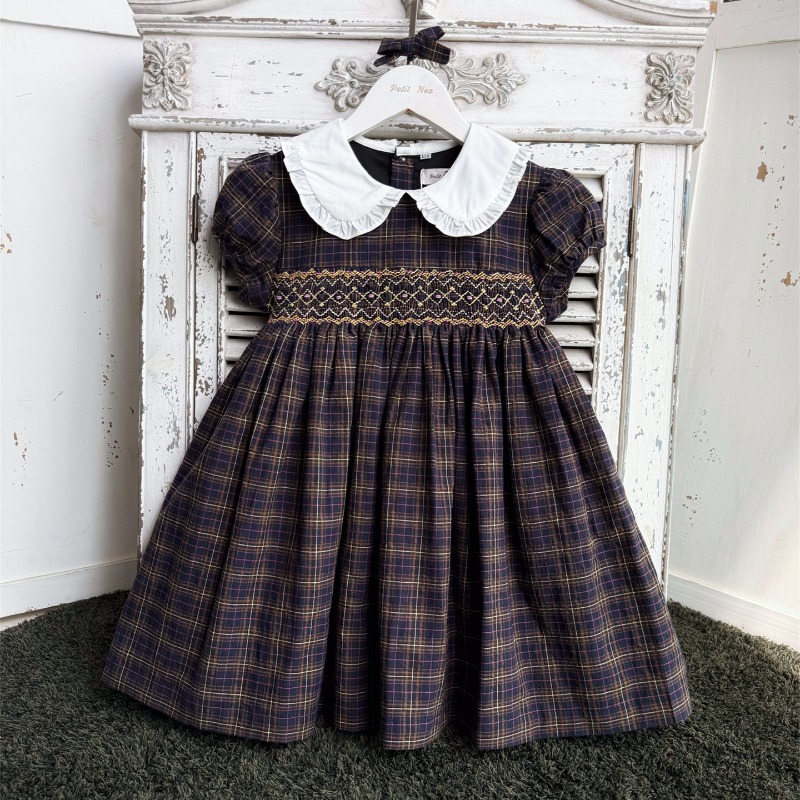 Robe vintage bleu foncé brodée - Vintage Fashion Boutique avis et prix