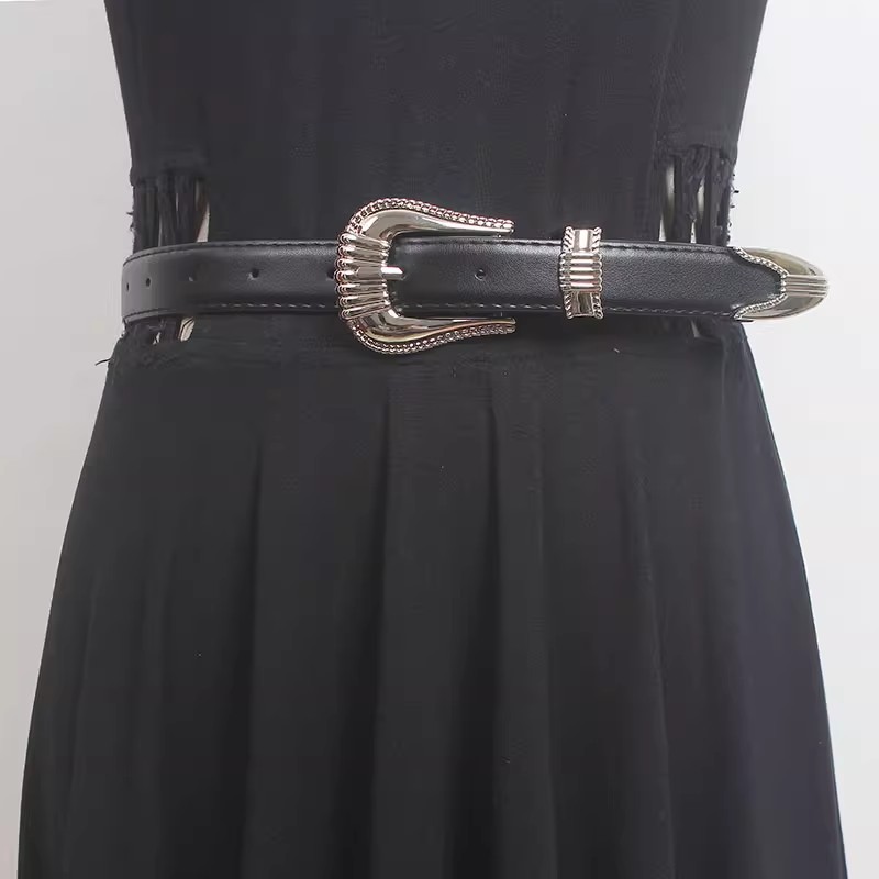 Ceinture étroite en cuir PU po - Vintage Fashion Runway avis et prix