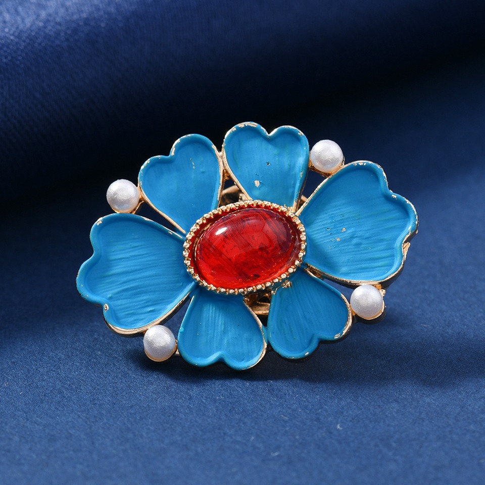 Broche vintage en émail bleu à - Vintage Fashion Wear avis et prix